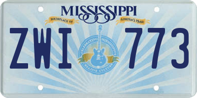 MS license plate ZWI773