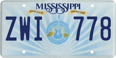MS license plate ZWI778