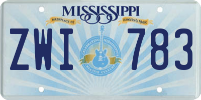 MS license plate ZWI783