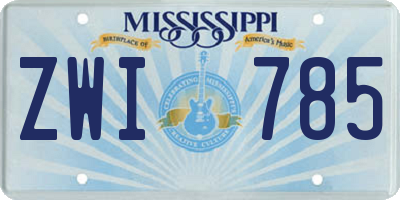 MS license plate ZWI785