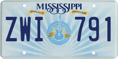 MS license plate ZWI791
