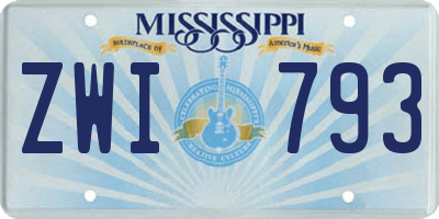 MS license plate ZWI793