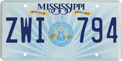 MS license plate ZWI794