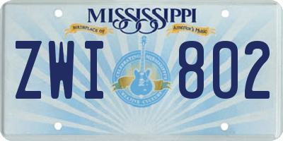 MS license plate ZWI802