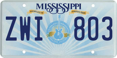 MS license plate ZWI803