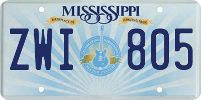 MS license plate ZWI805
