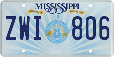 MS license plate ZWI806