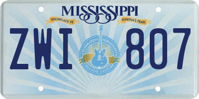 MS license plate ZWI807