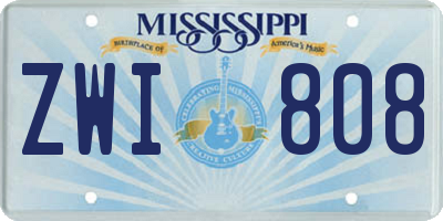 MS license plate ZWI808