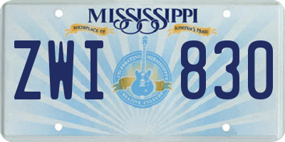 MS license plate ZWI830