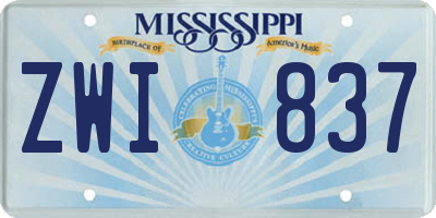 MS license plate ZWI837