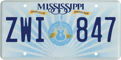 MS license plate ZWI847
