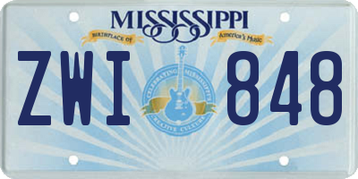 MS license plate ZWI848