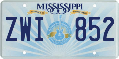 MS license plate ZWI852