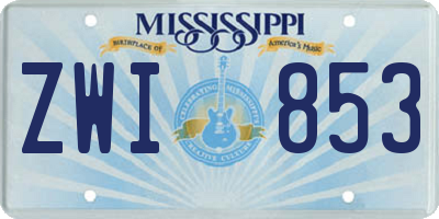 MS license plate ZWI853