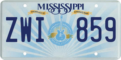 MS license plate ZWI859