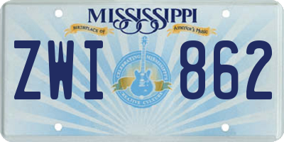 MS license plate ZWI862