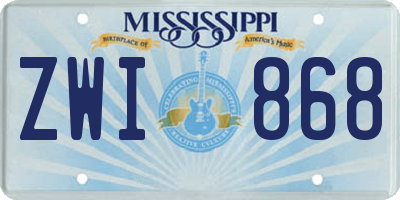MS license plate ZWI868
