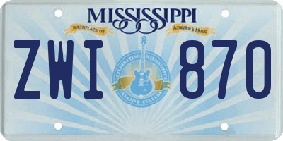 MS license plate ZWI870