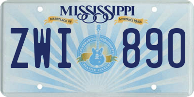 MS license plate ZWI890