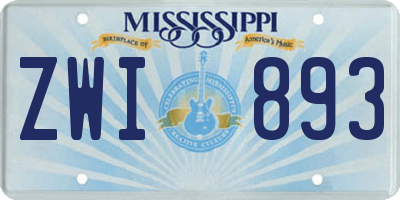 MS license plate ZWI893