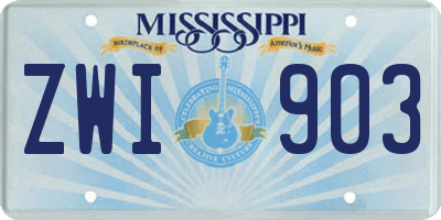 MS license plate ZWI903