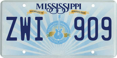MS license plate ZWI909