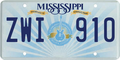 MS license plate ZWI910