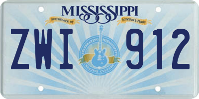 MS license plate ZWI912
