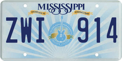 MS license plate ZWI914