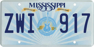 MS license plate ZWI917