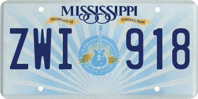 MS license plate ZWI918