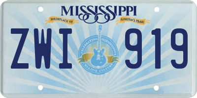 MS license plate ZWI919