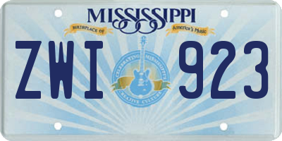 MS license plate ZWI923