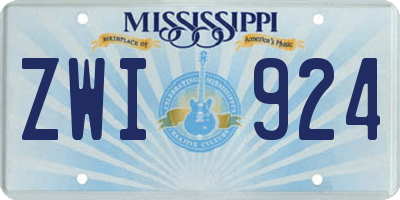 MS license plate ZWI924
