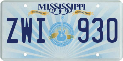 MS license plate ZWI930