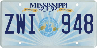 MS license plate ZWI948