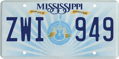 MS license plate ZWI949