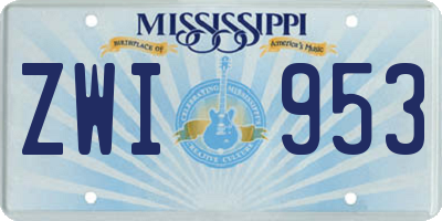 MS license plate ZWI953