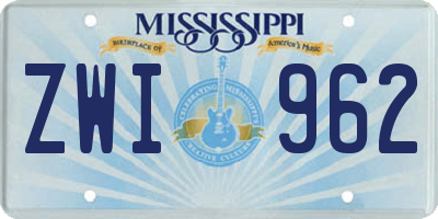 MS license plate ZWI962