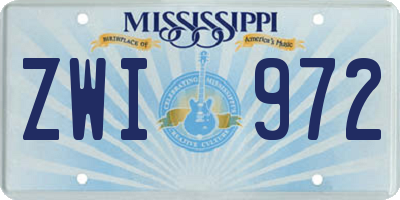 MS license plate ZWI972