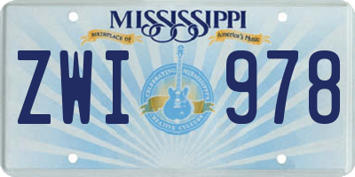 MS license plate ZWI978