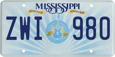 MS license plate ZWI980