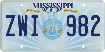 MS license plate ZWI982