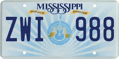 MS license plate ZWI988