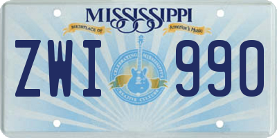 MS license plate ZWI990