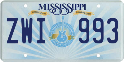 MS license plate ZWI993