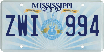 MS license plate ZWI994