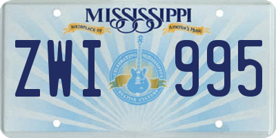 MS license plate ZWI995
