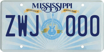 MS license plate ZWJ000